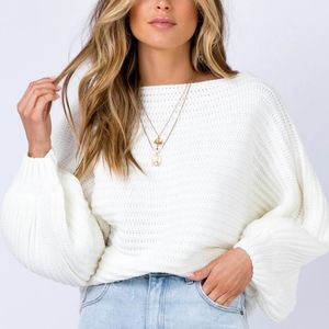 🆕 Princess Polly White Abcola Waffle Knit Sweater